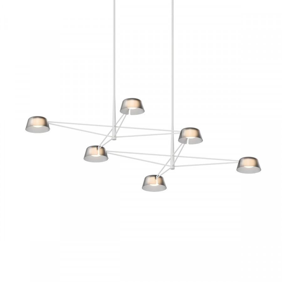 Sonneman Ray Chandelier - 6 Light, Warm Gray, Smoked Etched Acrylic