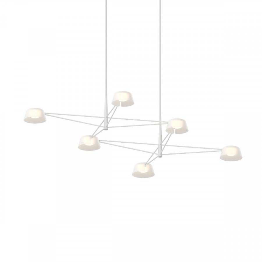 Sonneman Ray Chandelier - 6 Light, Warm Gray, Opal White Acrylic