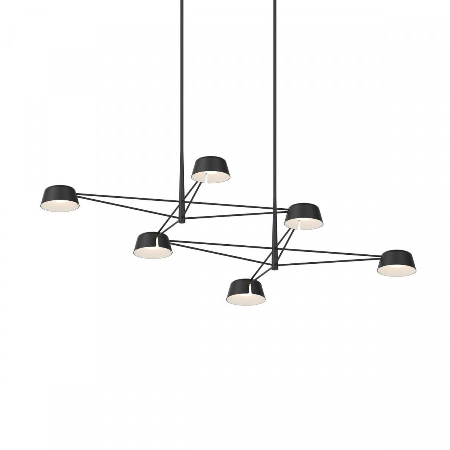 Sonneman Ray Chandelier - 6 Light, Satin Black, Satin Black Aluminum