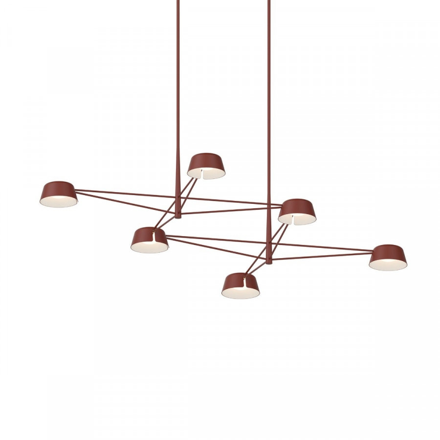 Sonneman Ray Chandelier - 6 Light, Oxide Red, Oxide Red Aluminum