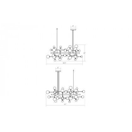 Sonneman Nebula Square Chandelier - Satin Nickel, Standard