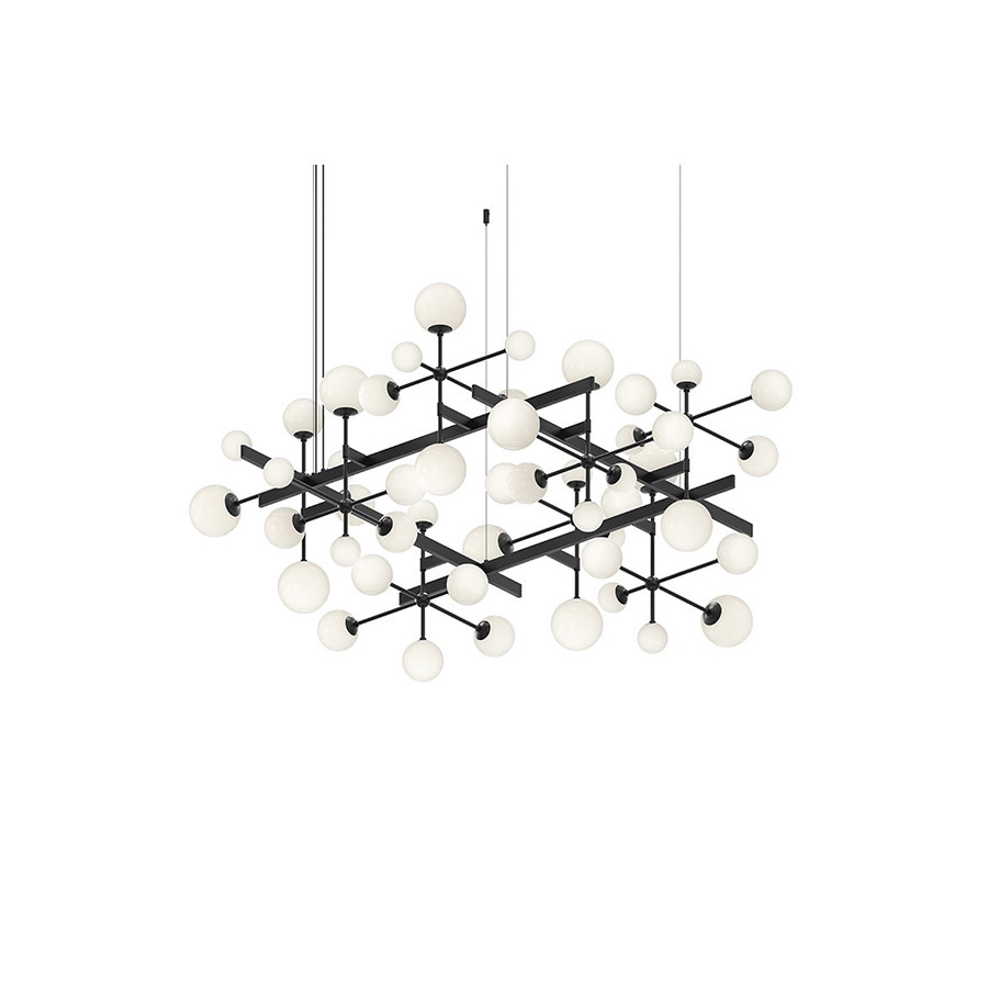Sonneman Nebula Square Chandelier - Satin Black, Standard