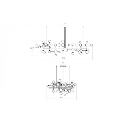 Sonneman Nebula Zig Zag Chandelier - Satin Black