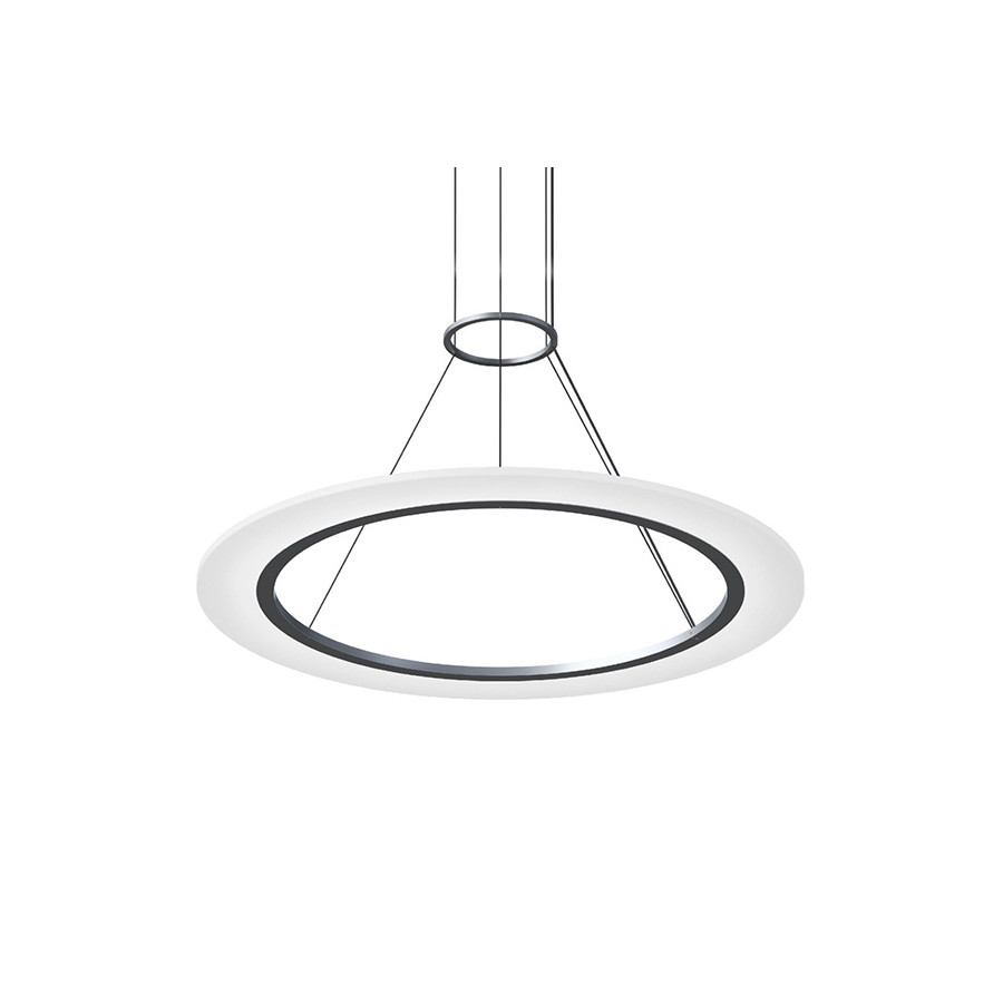 Sonneman Arctic Rings Single LED Pendant - Bright Satin Aluminum, 30" Single LED Ring Pendant