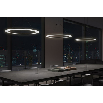 Sonneman Arctic Rings Single LED Pendant - Satin Black, 30" Single LED Ring Pendant