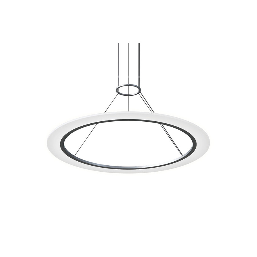 Sonneman Arctic Rings Single LED Pendant - Bright Satin Aluminum, 36" Single LED Ring Pendant