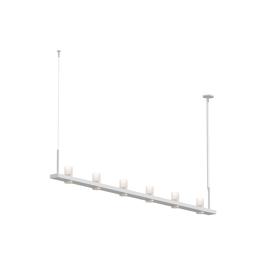 Sonneman Intervals Linear Beam Pendant - Satin White, 8", Etched Cylinder Uplight Trim