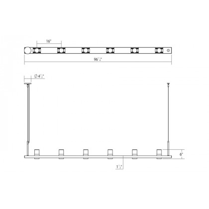 Sonneman Intervals Linear Beam Pendant - Satin White, 8", Etched Cylinder Uplight Trim