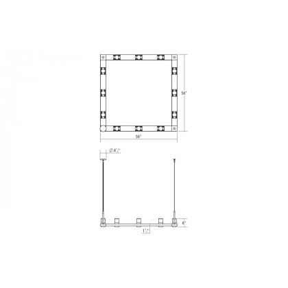 Sonneman Intervals Linear Beam Pendant - Satin White, 4" x 4", Etched Cylinder Uplight Trim