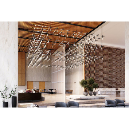 Sonneman Labyrinth Square Chandelier - Painted Brass