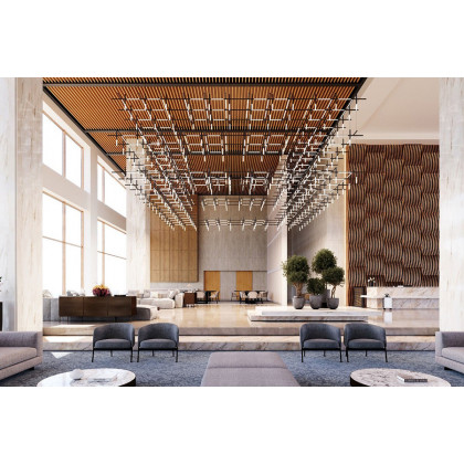 Sonneman Labyrinth Square Chandelier - Painted Brass