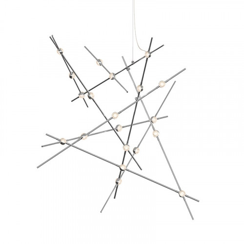 Sonneman Constellation Galaxy Matrix Horizontal Round Chandelier - Major, Satin Nickel, Clear Faceted Acrylic Lens