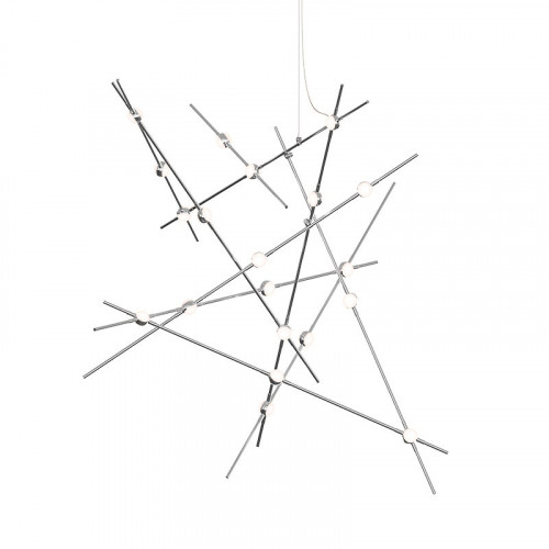 Sonneman Constellation Galaxy Matrix Horizontal Round Chandelier - Major, Satin Nickel, White Optical Acrylic Lens
