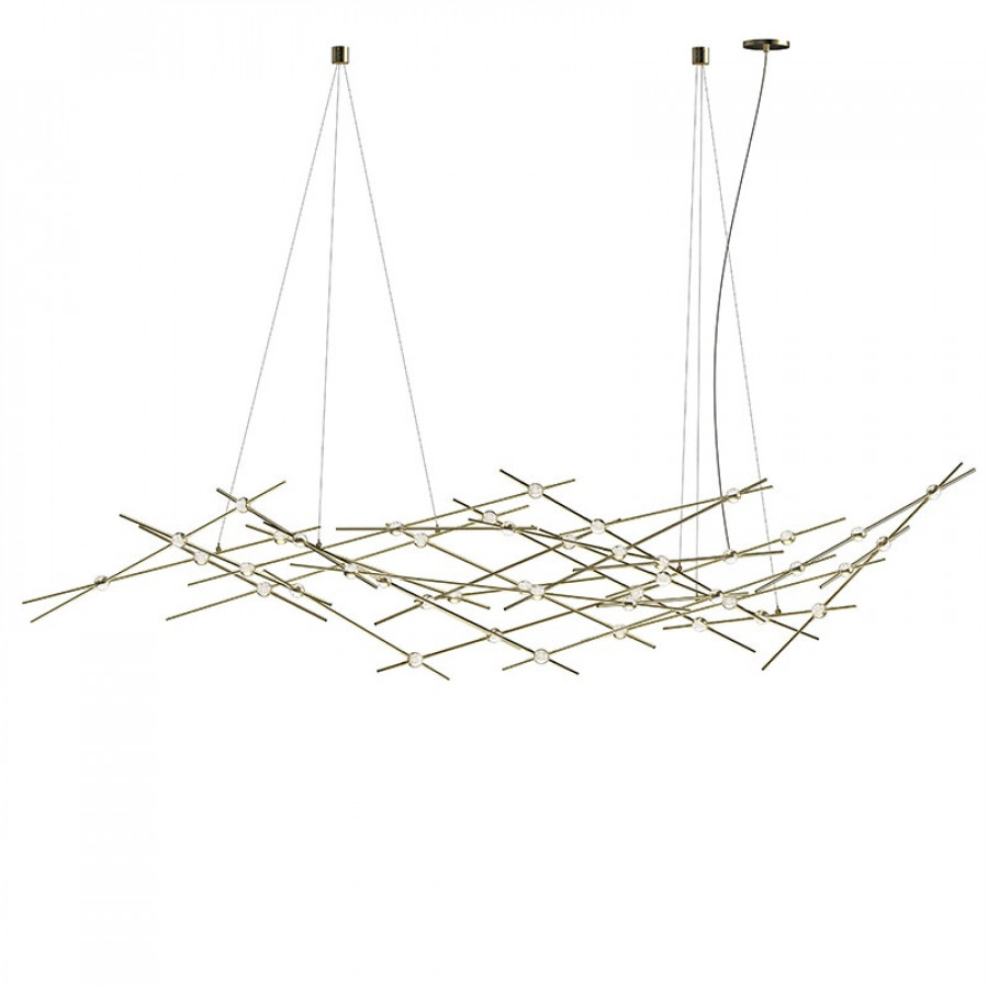 Sonneman Constellation Ursa Chandelier - Major, Satin Brass, Clear Faceted Acrylic Lens
