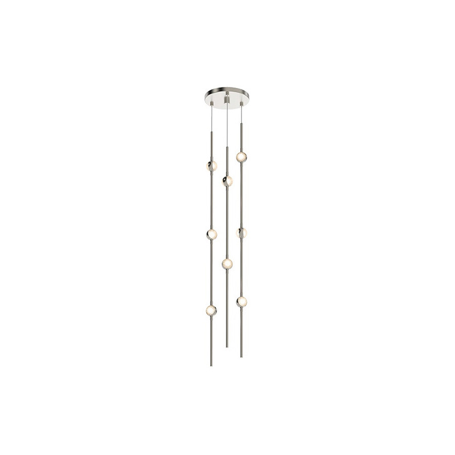 Sonneman Constellation Andromeda Chandelier - Satin Nickel, Short 6", Round, Clear Faceted Acrylic Lens, 3000K