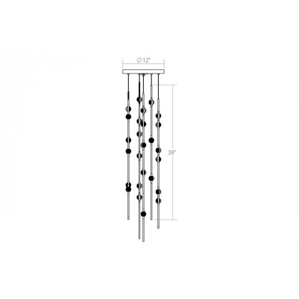 Sonneman Constellation Andromeda Chandelier - Satin Nickel, Short 6", Round, Clear Faceted Acrylic Lens, 3000K