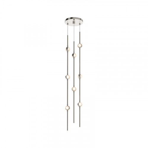 Sonneman Constellation Andromeda Chandelier - Short 6", Satin Nickel, Clear Faceted Acrylic Lens