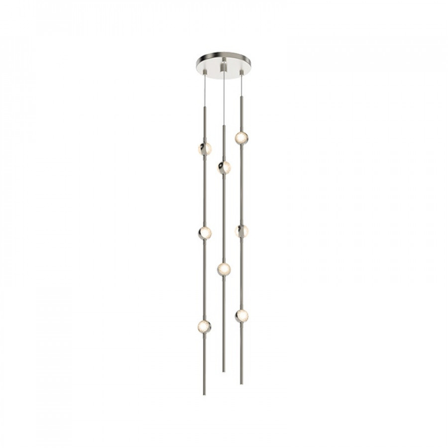 Sonneman Constellation Andromeda Chandelier - Short 6", Satin Nickel, Clear Faceted Acrylic Lens