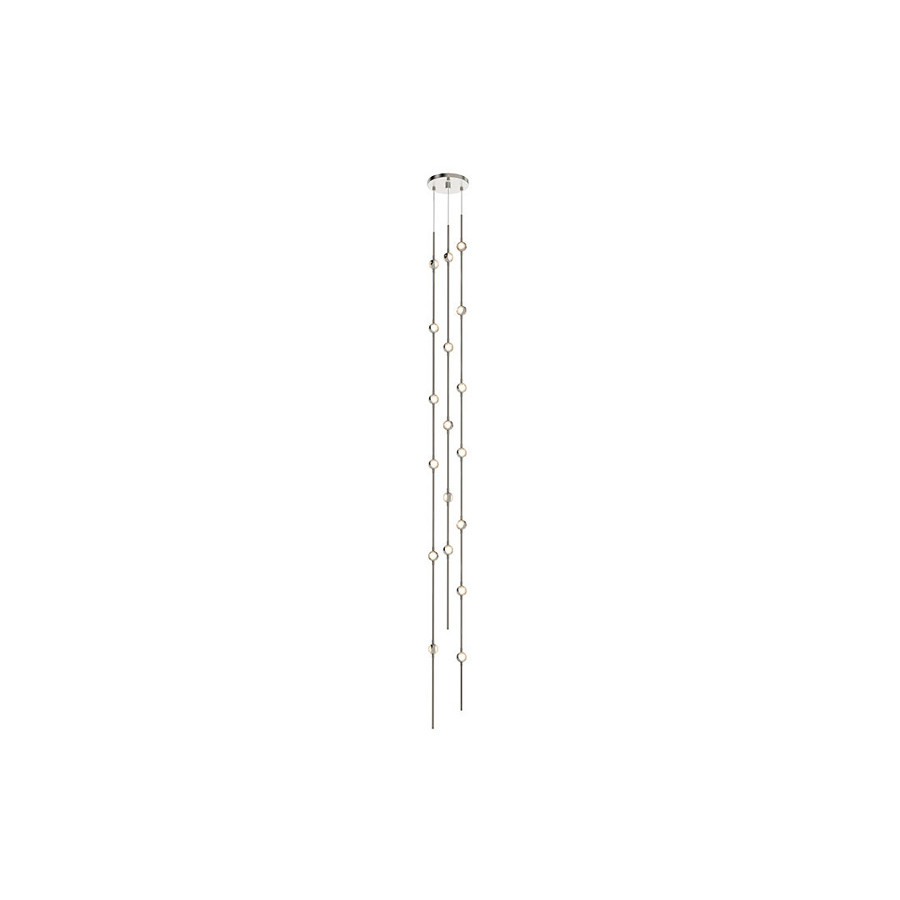 Sonneman Constellation Andromeda Chandelier - Satin Nickel, Tall 6", Round, Clear Faceted Acrylic Lens, 2700K