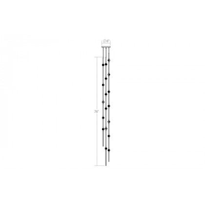 Sonneman Constellation Andromeda Chandelier - Satin Nickel, Tall 6", Round, Clear Faceted Acrylic Lens, 2700K