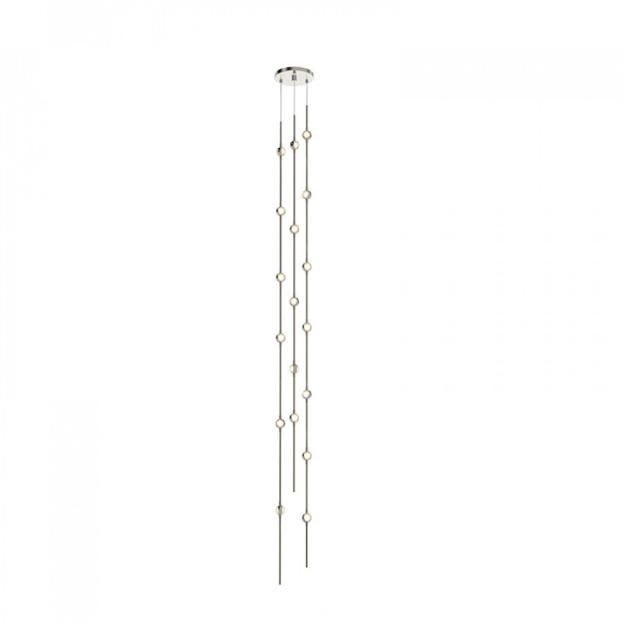 Sonneman Constellation Andromeda Chandelier - Tall 6", Satin Nickel, Clear Faceted Acrylic Lens