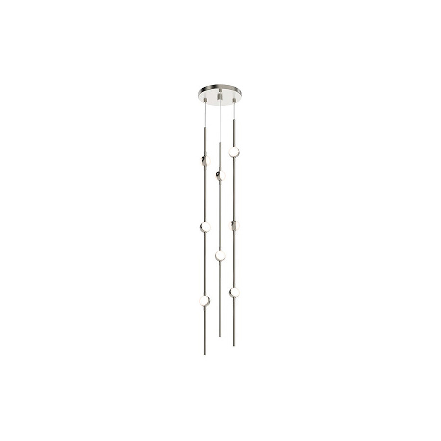 Sonneman Constellation Andromeda Chandelier - Satin Nickel, Short 6", Round, White Optical Acrylic Lens, 3000K