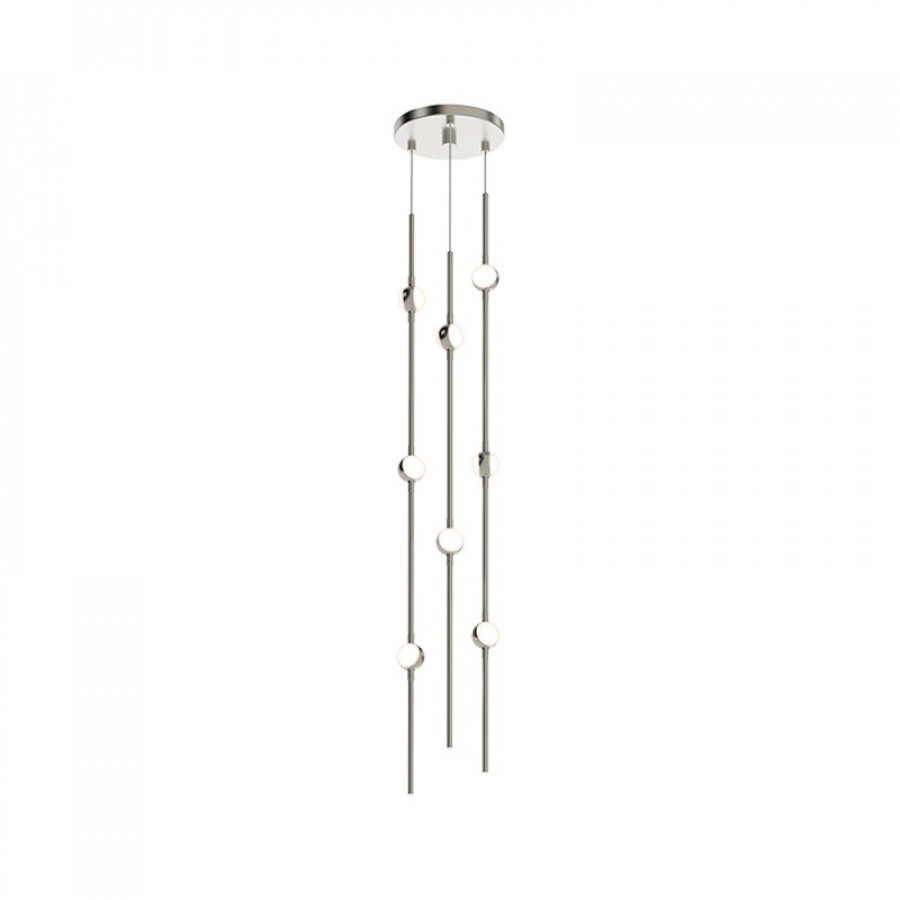 Sonneman Constellation Andromeda Chandelier - Short 6", Satin Nickel, White Optical Acrylic Lens