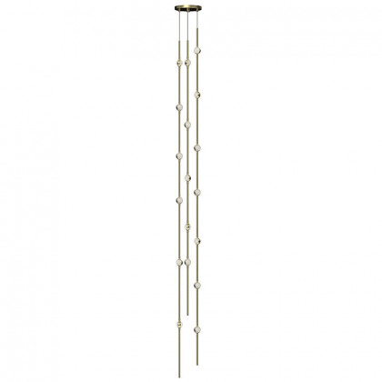 Sonneman Constellation Andromeda Chandelier - Tall 6", Satin Brass, Clear Faceted Acrylic Lens