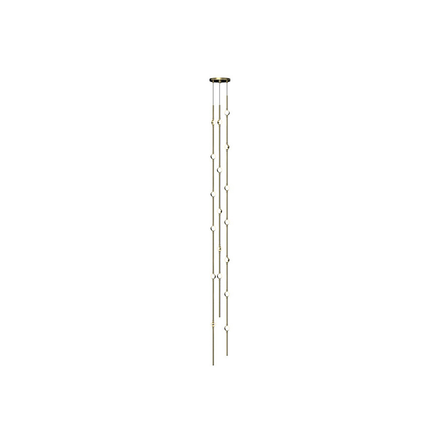 Sonneman Constellation Andromeda Chandelier - Satin Brass, Tall 6", Round, White Optical Acrylic Lens, 3000K