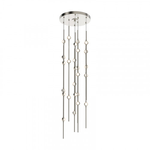 Sonneman Constellation Andromeda Chandelier - Short 12", Satin Nickel, Clear Faceted Acrylic Lens