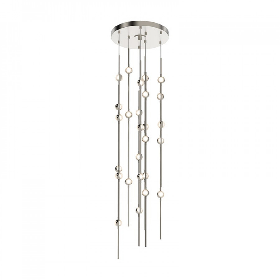 Sonneman Constellation Andromeda Chandelier - Short 12", Satin Nickel, Clear Faceted Acrylic Lens