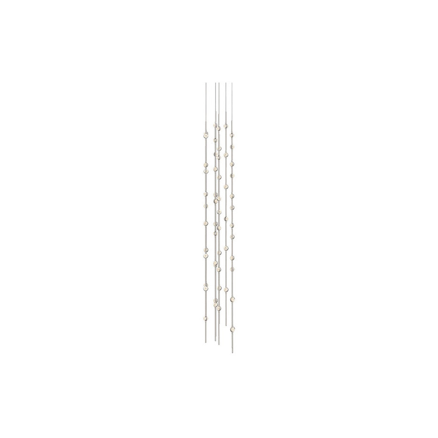 Sonneman Constellation Andromeda Chandelier - Satin Nickel, Tall 12", Round, Clear Faceted Acrylic Lens, 3000K