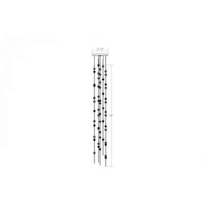 Sonneman Constellation Andromeda Chandelier - Satin Nickel, Tall 12", Round, Clear Faceted Acrylic Lens, 3000K