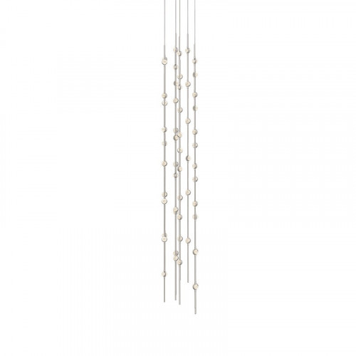 Sonneman Constellation Andromeda Chandelier - Tall 12", Satin Nickel, Clear Faceted Acrylic Lens