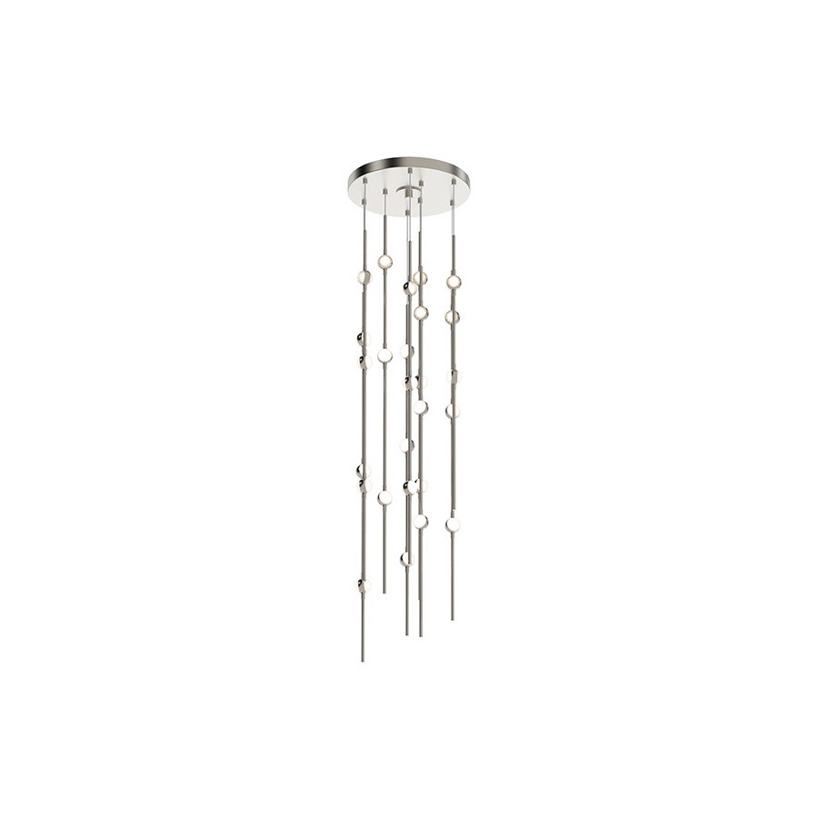 Sonneman Constellation Andromeda Chandelier - Satin Nickel, Short 12", Round, White Optical Acrylic Lens, 3000K