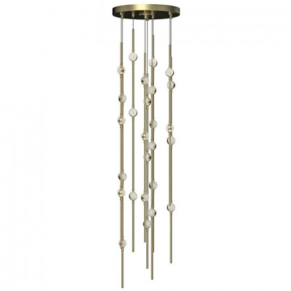 Sonneman Constellation Andromeda Chandelier - Short 12", Satin Brass, Clear Faceted Acrylic Lens