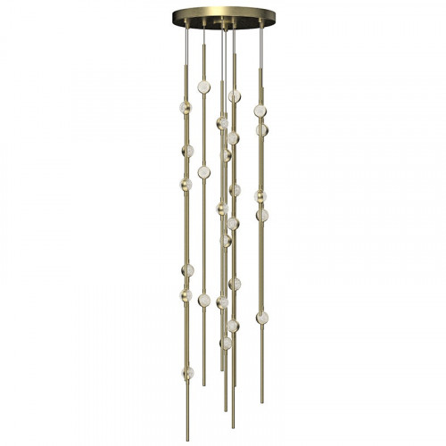Sonneman Constellation Andromeda Chandelier - Short 12", Satin Brass, Clear Faceted Acrylic Lens