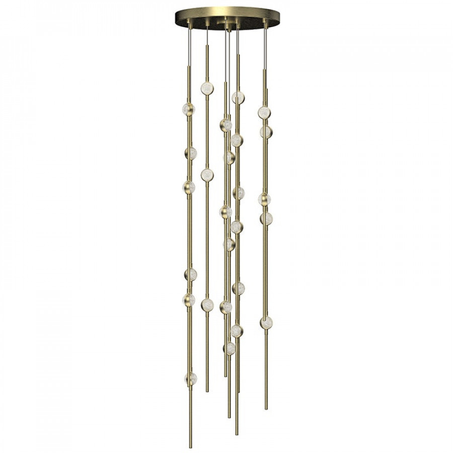 Sonneman Constellation Andromeda Chandelier - Short 12", Satin Brass, Clear Faceted Acrylic Lens