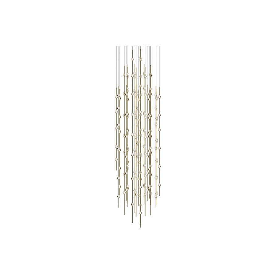 Sonneman Constellation Andromeda Chandelier - Satin Brass, 25", Round, Clear Faceted Acrylic Lens, 3000K