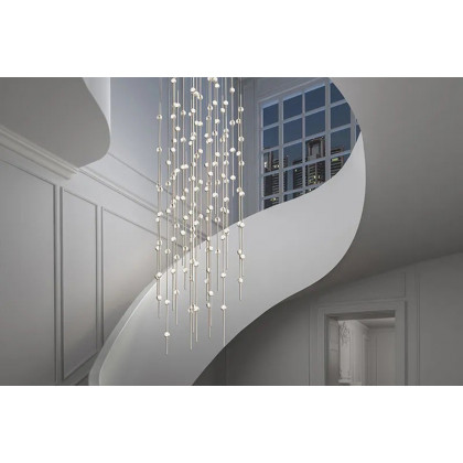 Sonneman Constellation Andromeda Chandelier - Satin Brass, 25", Round, Clear Faceted Acrylic Lens, 3000K