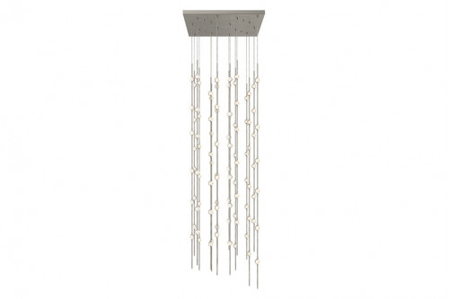 Sonneman™ Constellation Andromeda Chandelier - Satin Nickel, 24", Square, Clear Faceted Acrylic Lens, 3000K