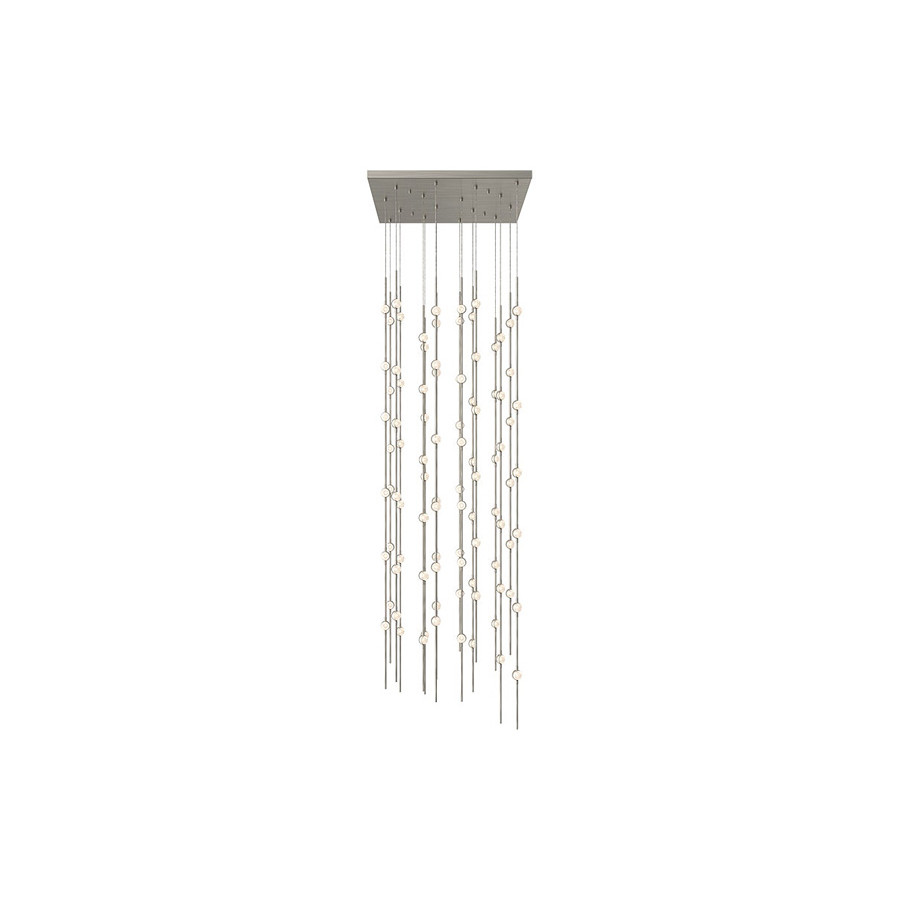 Sonneman Constellation Andromeda Chandelier - Satin Nickel, 24", Square, Clear Faceted Acrylic Lens, 3000K