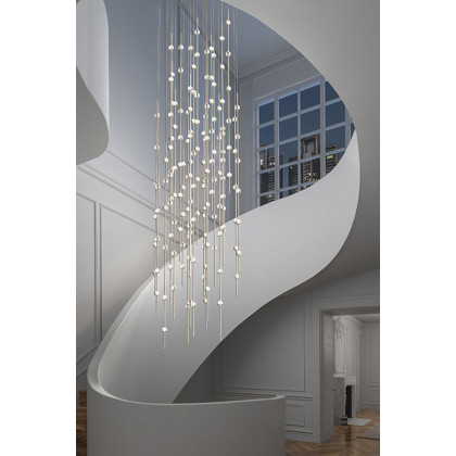 Sonneman Constellation Andromeda Chandelier - Satin Nickel, 24", Square, Clear Faceted Acrylic Lens, 3000K