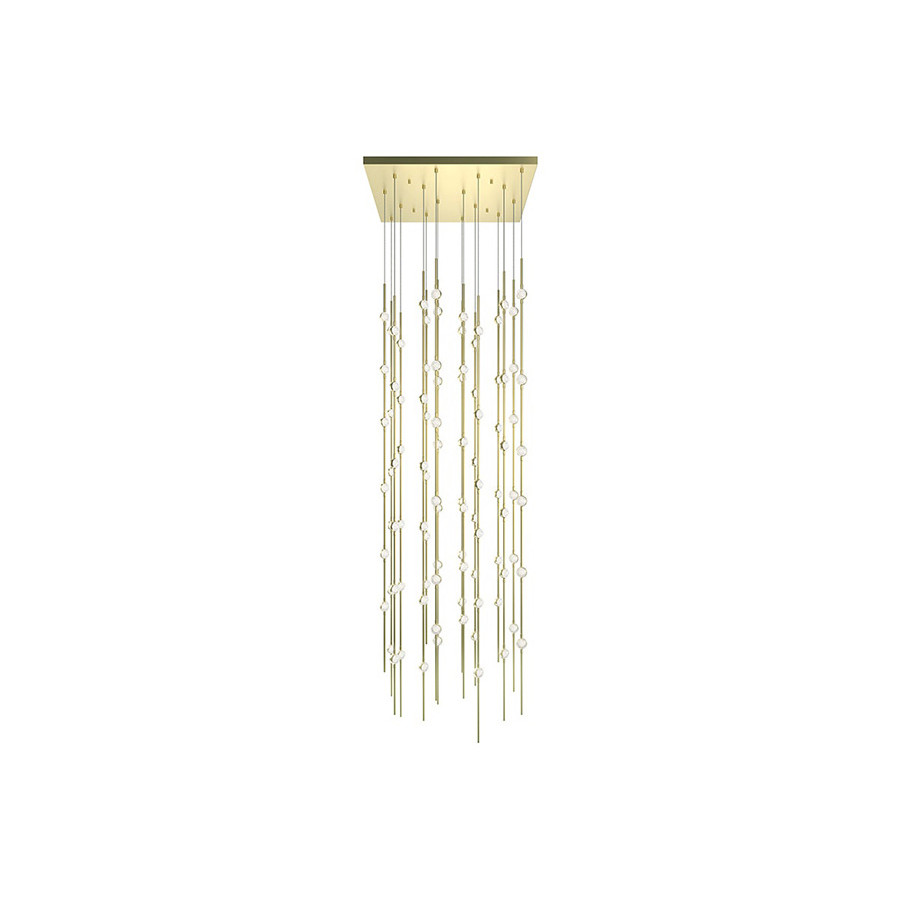 Sonneman Constellation Andromeda Chandelier - Satin Brass, 24", Square, Clear Faceted Acrylic Lens, 3000K