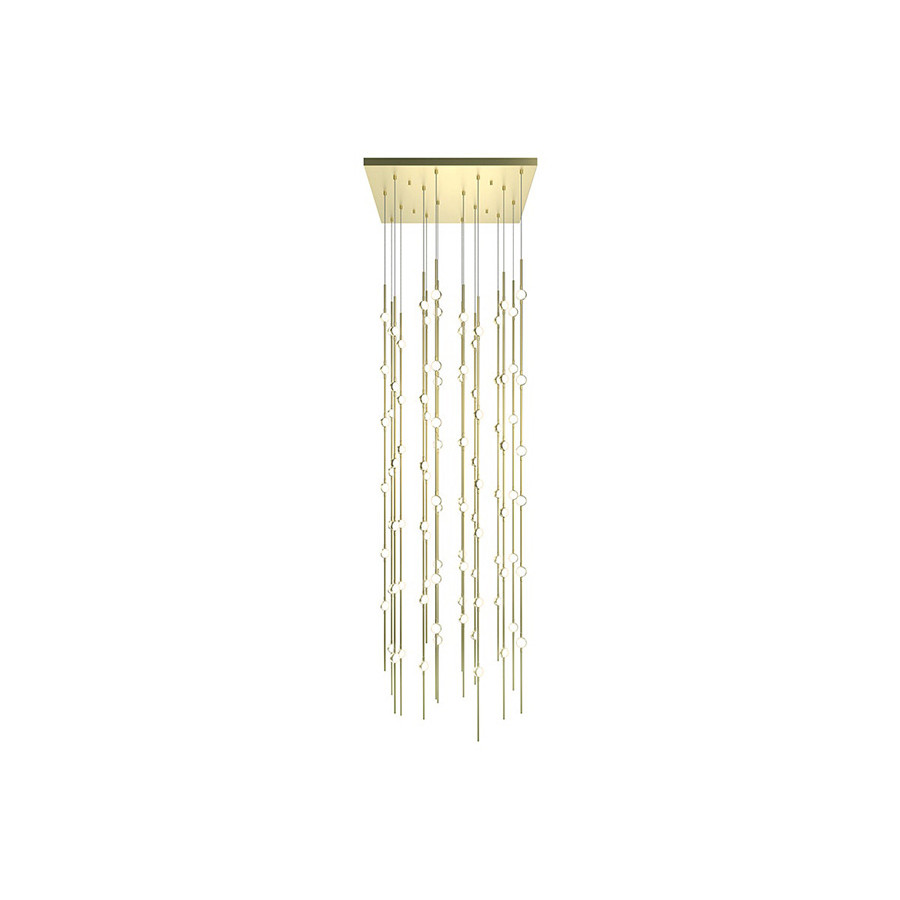 Sonneman Constellation Andromeda Chandelier - Satin Brass, 24", Square, White Optical Acrylic Lens, 3000K