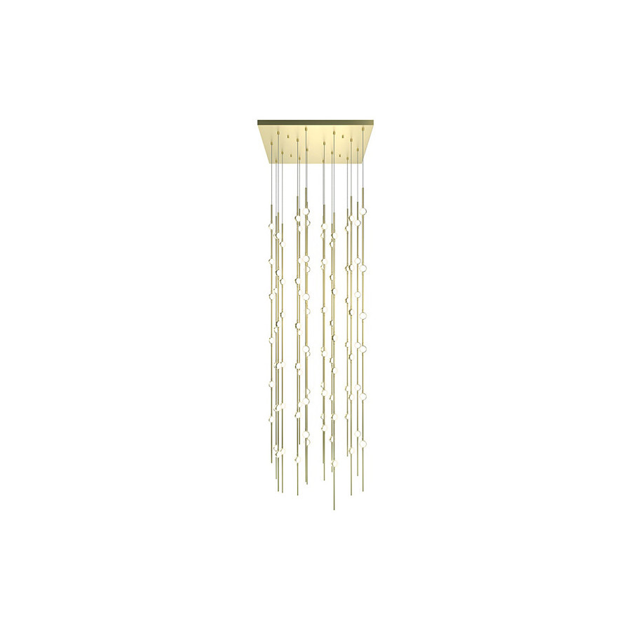 Sonneman Constellation Andromeda Chandelier - Satin Brass, 24", Square, White Optical Acrylic Lens, 2700K