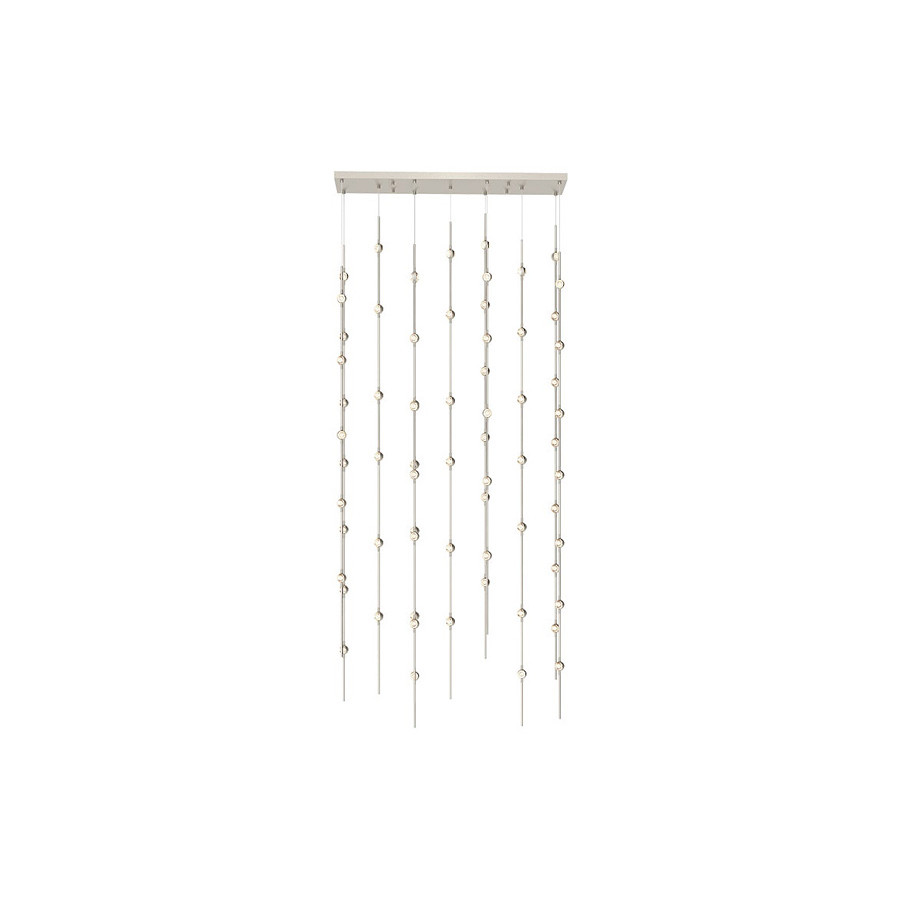 Sonneman Constellation Andromeda Chandelier - Satin Nickel, 36", Rectangle, Clear Faceted Acrylic Lens, 3000K