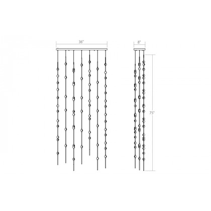 Sonneman Constellation Andromeda Chandelier - Satin Nickel, 36", Rectangle, Clear Faceted Acrylic Lens, 3000K