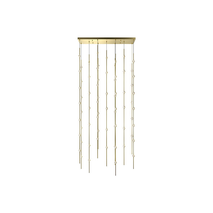 Sonneman Constellation Andromeda Chandelier - Satin Brass, 36", Rectangle, Clear Faceted Acrylic Lens, 3000K