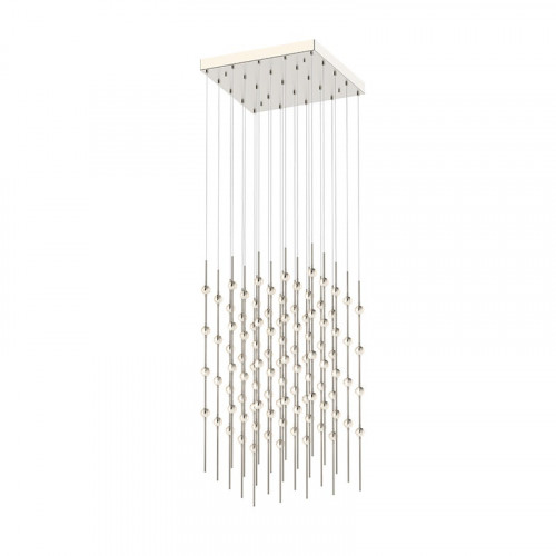 Sonneman Constellation Cosmic Cube Chandelier - 20", Satin Nickel, Clear Faceted Acrylic Lens